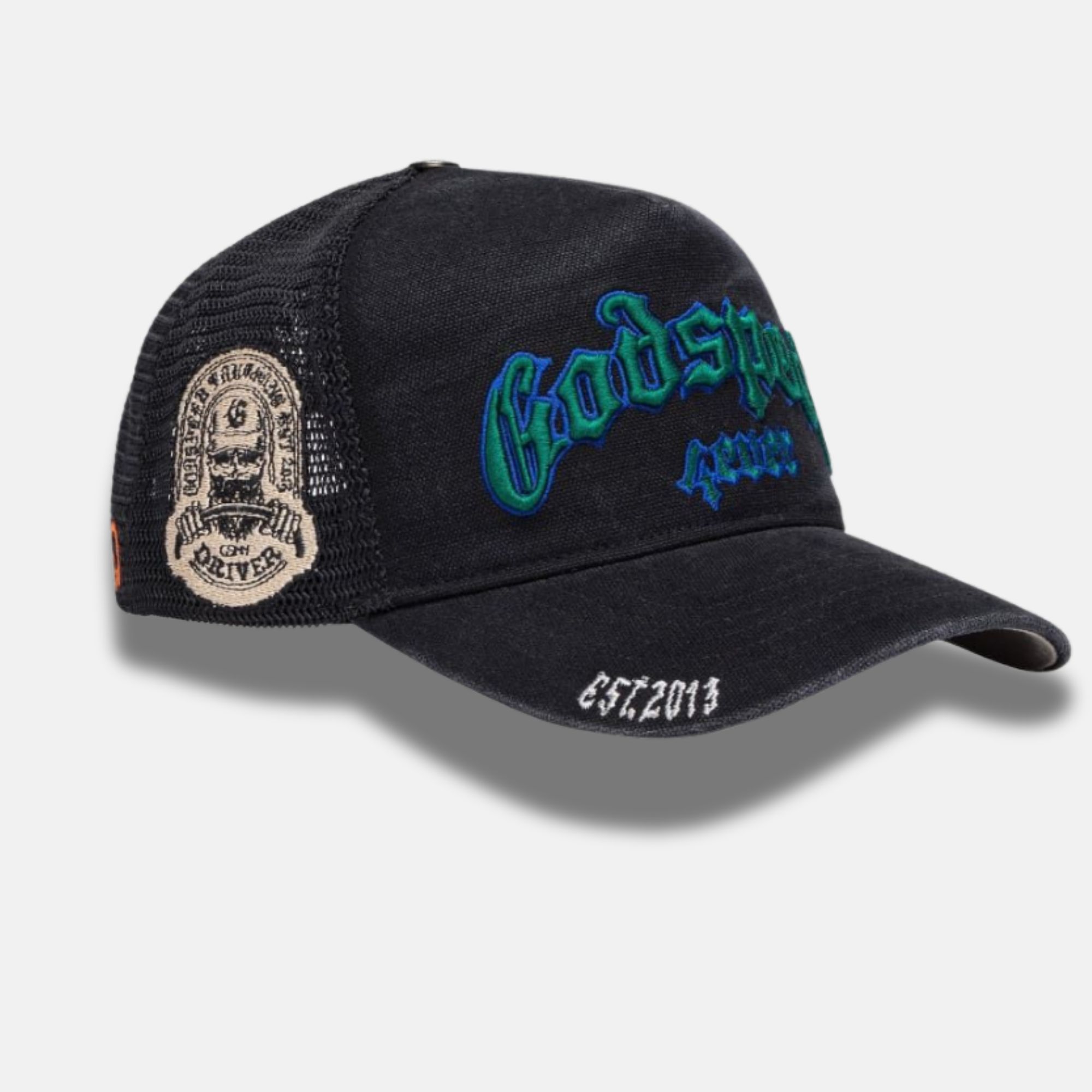 Godspeed Gs Forever Black Washed Green Trucker Hat