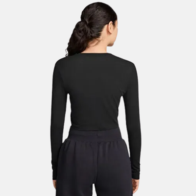 Nike Women's Sportswear Chill Knit Black Slim Long-Sleeve Cropped Top