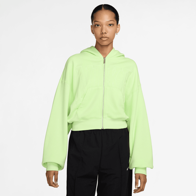 Nike Women's Sportswear Liquid Lime Full-Zip Cropped French Terry Hoodie