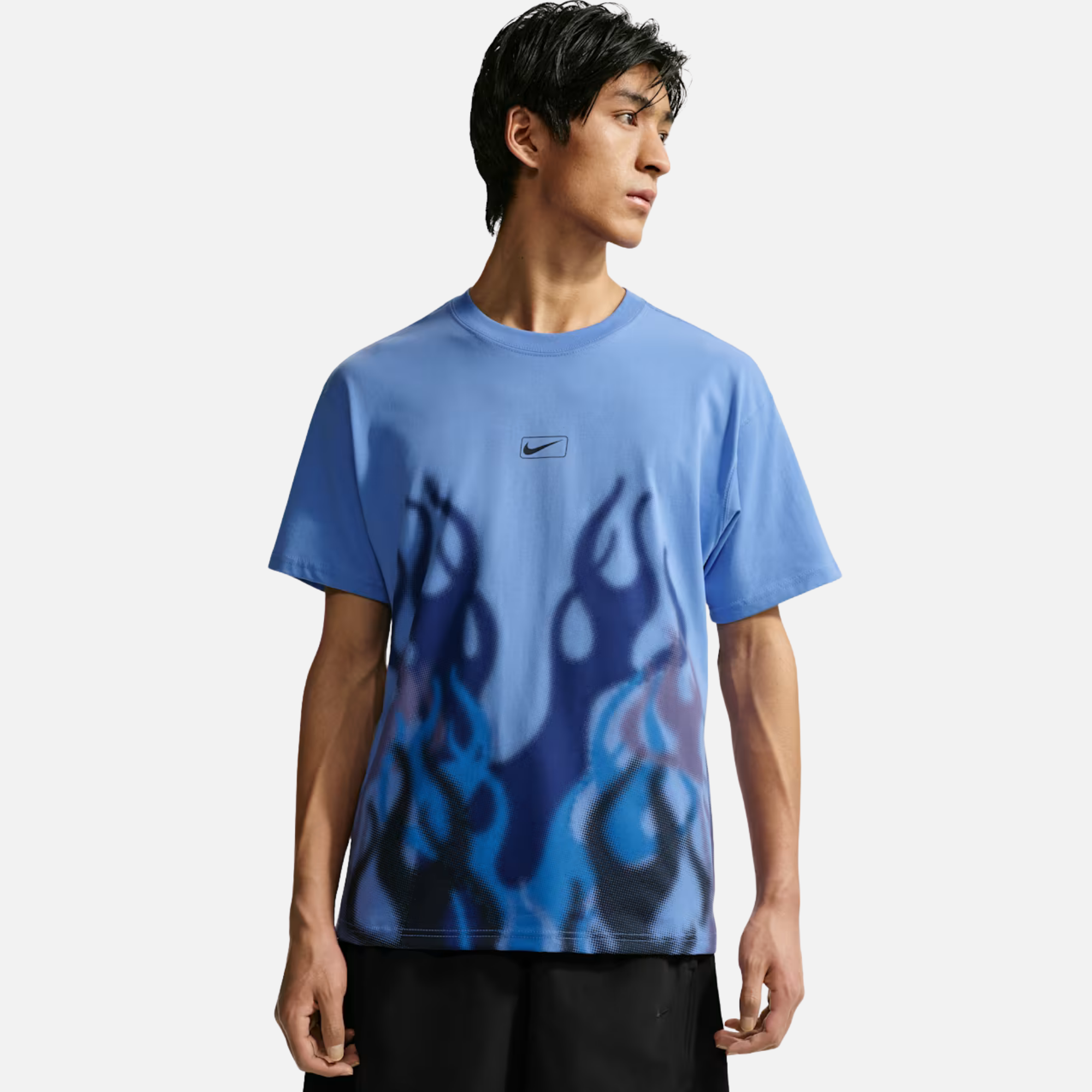 Nike Sportswear Club Flame Graphic Blue T-Shirt