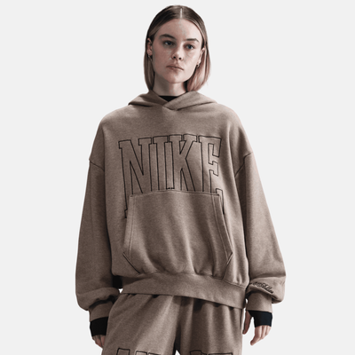 Nike Sportswear Women's Mink Brown Oversized French Terry Pullover Hoodie