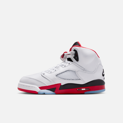 Air Jordan Big Kids' 5 Retro Fire Red Black Tongue (GS)