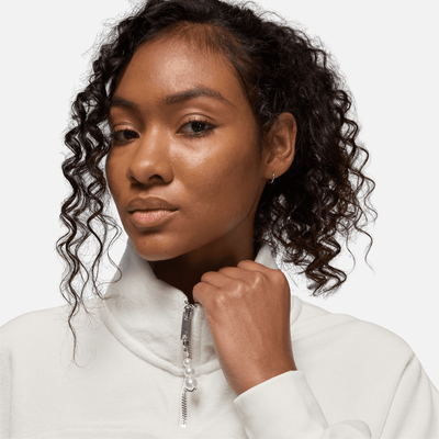 Air Jordan Women's Flight Fleece Quarter-Zip White Top