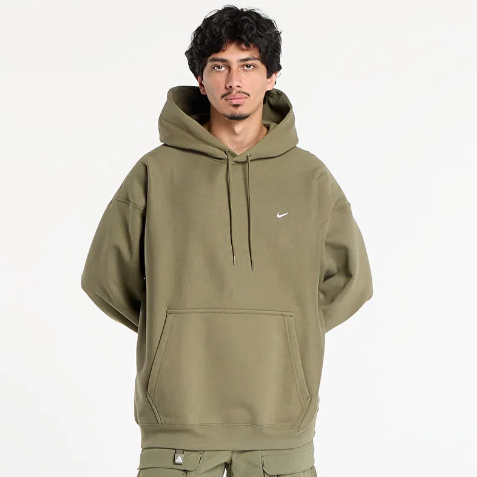 Nike Solo Swoosh Olive Green Pullover Hoodie