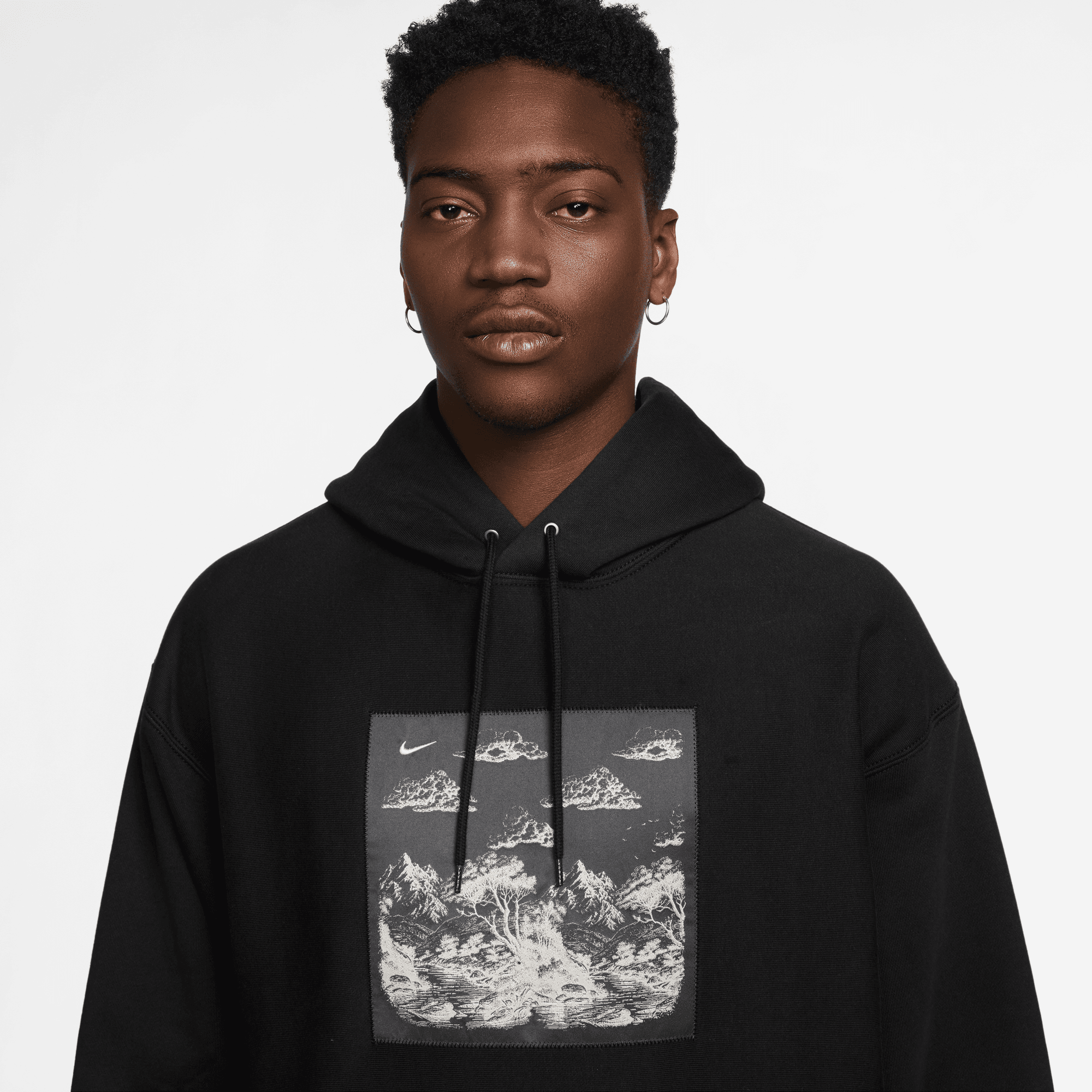 Nike Solo Swoosh Black Graphic Fleece Hoodie