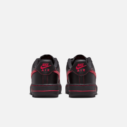 Nike Big kids' Air Force 1 Low LV8 Black Red Stitch (GS)