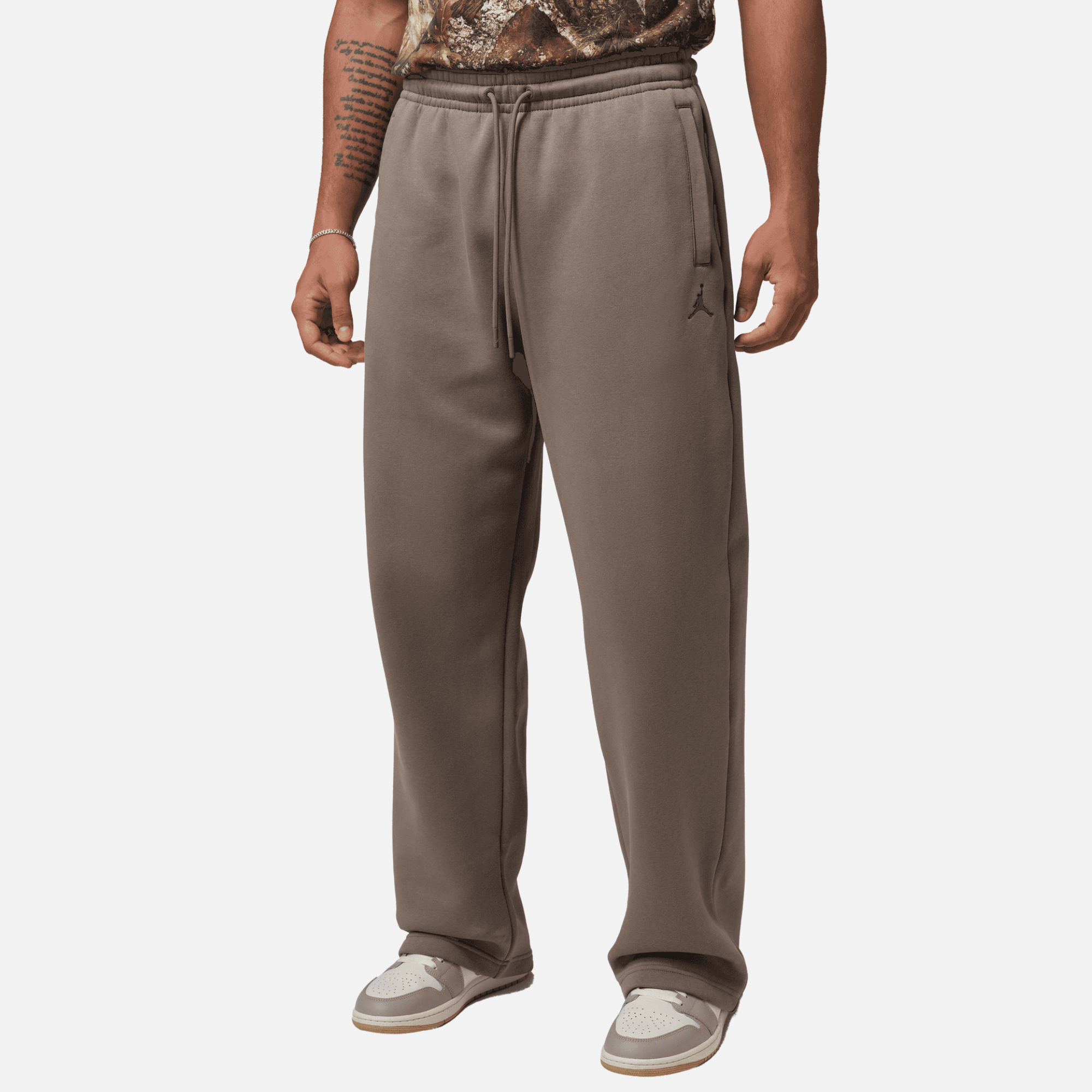 Air Jordan Brooklyn Fleece Olive Grey Oversized Open-Hem Pants