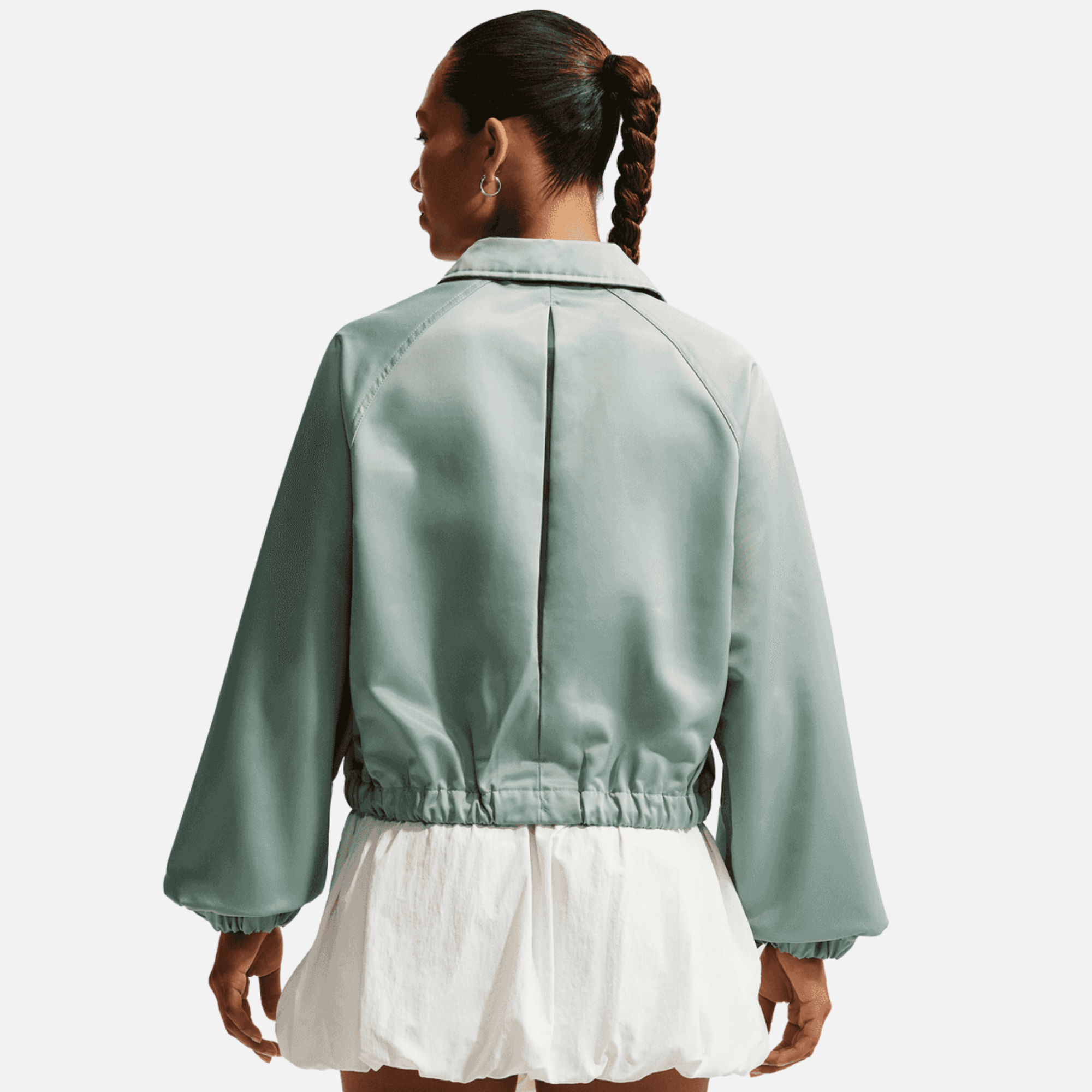 Nike Women's Oversized Green Satin Coaches Jacket