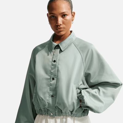 Nike Women's Oversized Green Satin Coaches Jacket