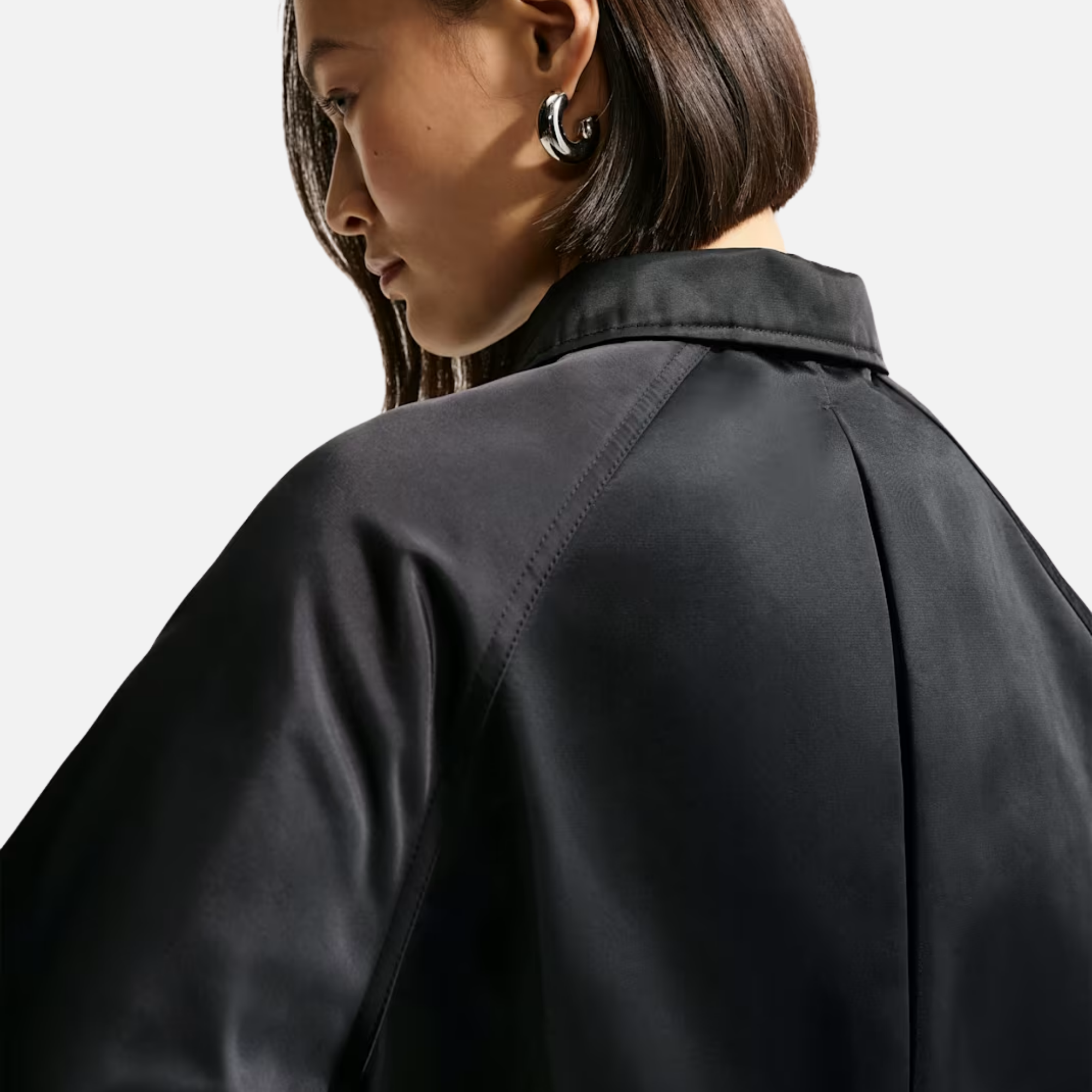 Nike Women's Oversized Black Satin Coaches Jacket