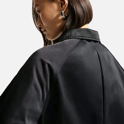 Nike Women's Oversized Black Satin Coaches Jacket