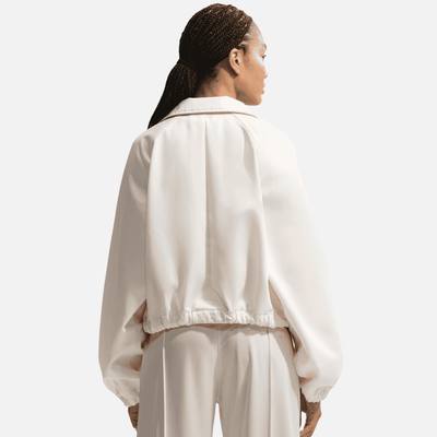 Nike Women's Oversized White Satin Coaches Jacket