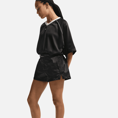 Nike Women's High-Waisted Black Satin Hot Shorts