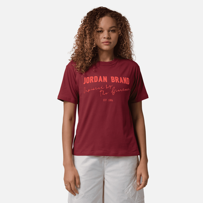 Air Jordan Women's Brooklyn Dark Team Red Graphic T-Shirt