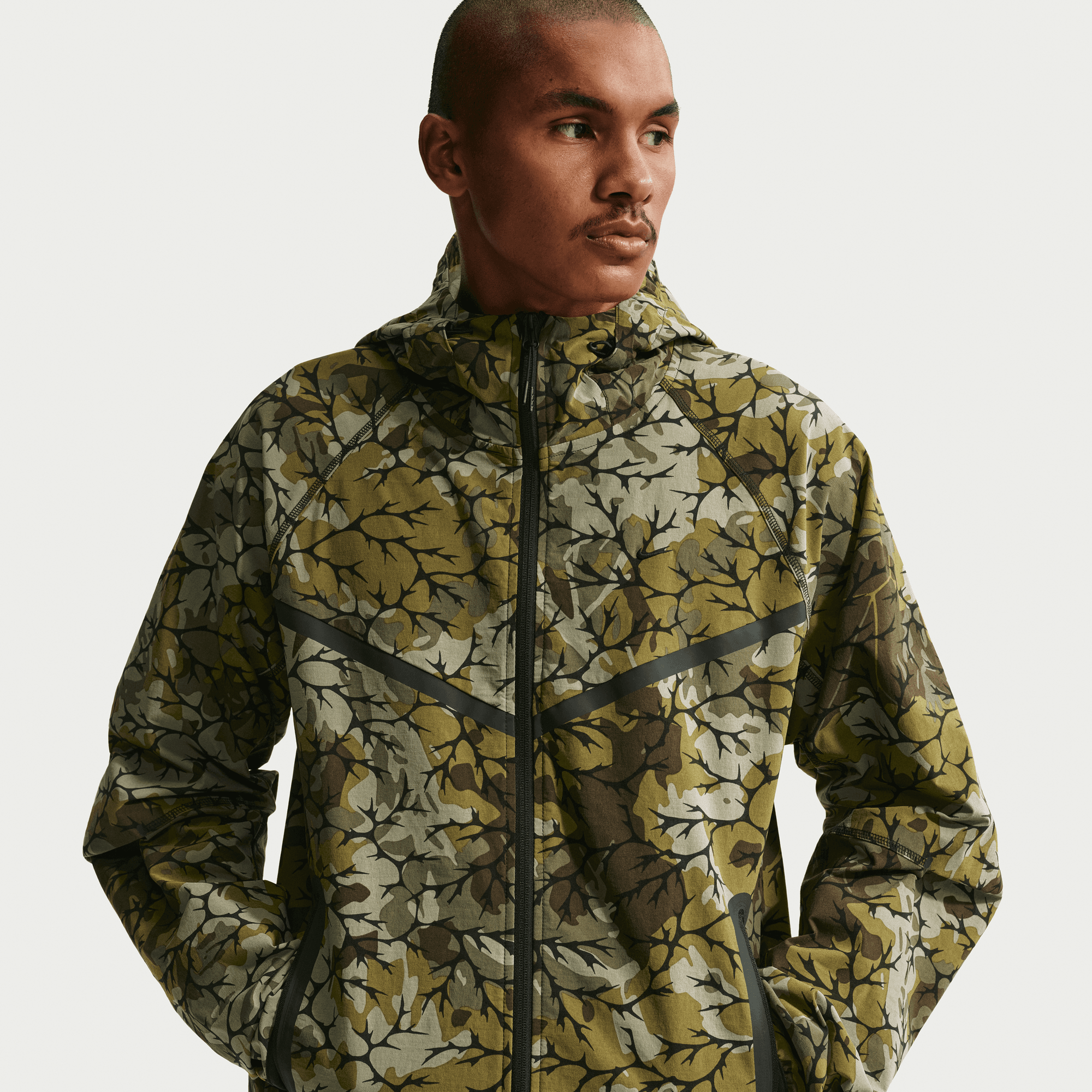 Nike Tech Olive Flak Woven Full-Zip Windrunner Jacket