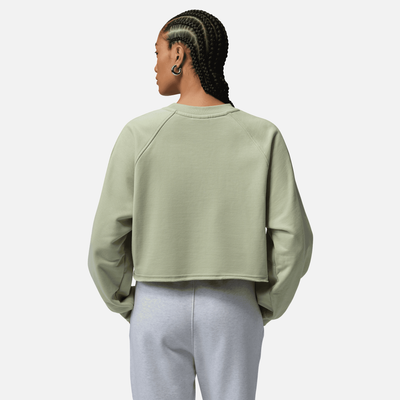 Air Jordan Women's Flight Fleece Olive Green Mod-Crop Sweatshirt