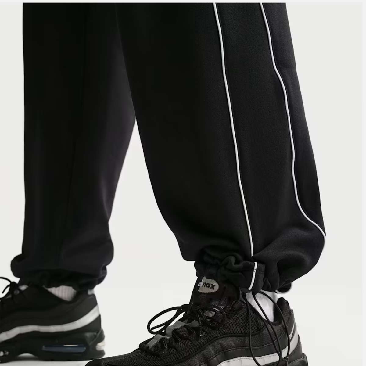 Nike Air Piping Open-Hem Black Fleece Pants