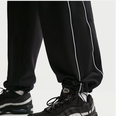 Nike Air Piping Open-Hem Black Fleece Pants