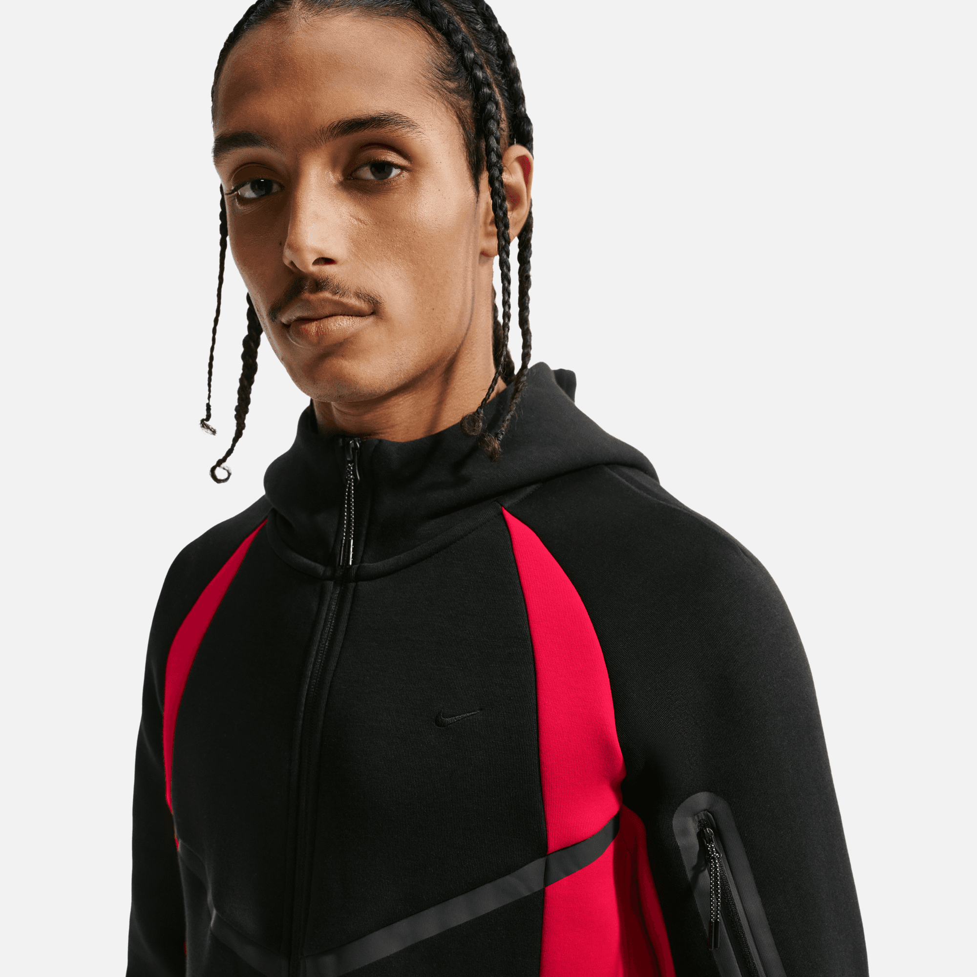 Nike Tech Color-Block Full-Zip Windrunner Black Red Jacket