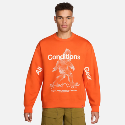 Nike ACG "Tuff Fleece" Therma-FIT Orange Pullover Crew-Neck Sweatshirt