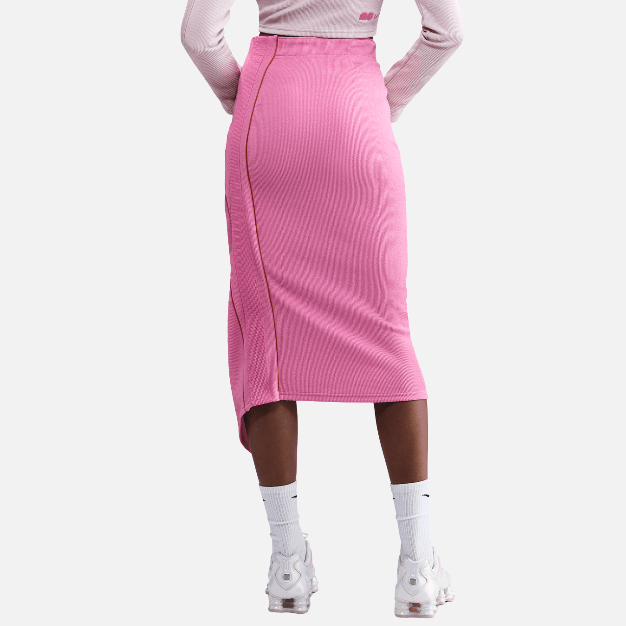Nike Naomi Osaka High Waisted Pink Ribbed Maxi Skirt