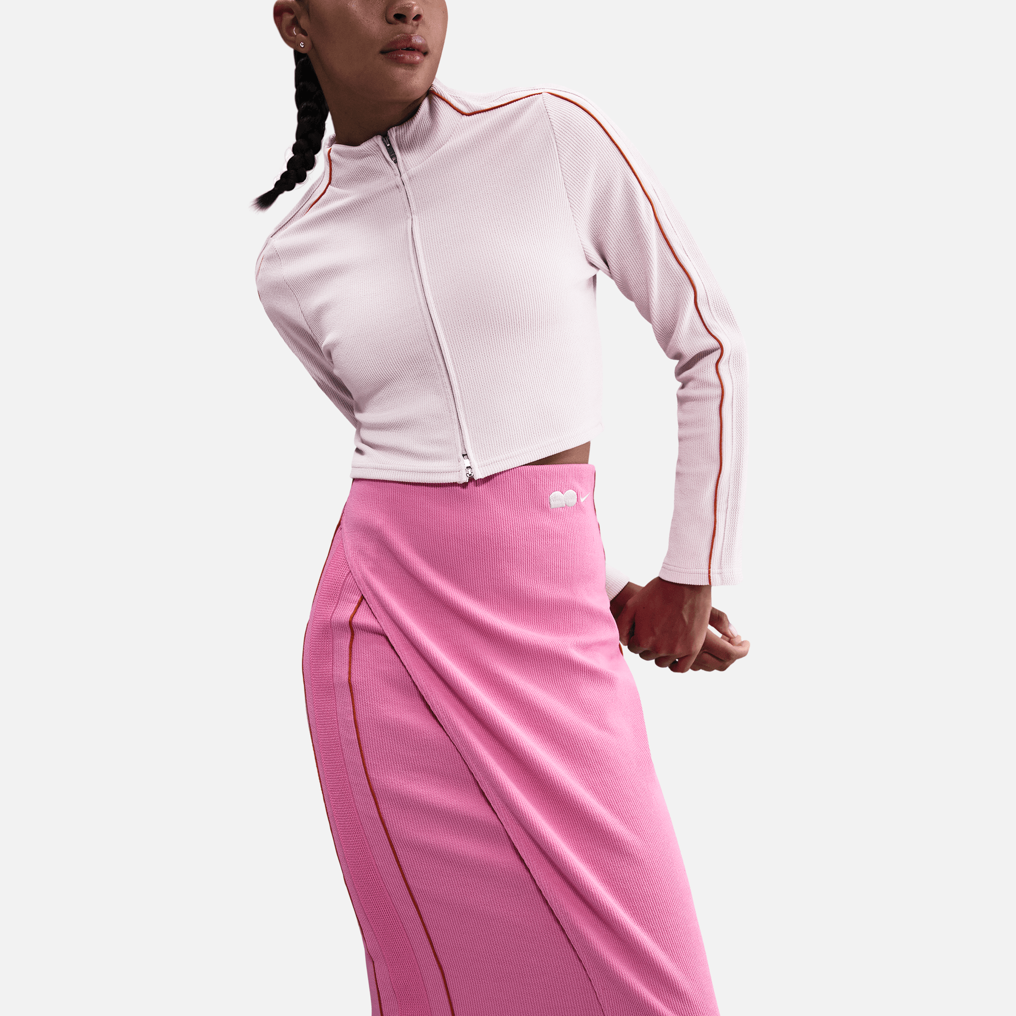 Nike Naomi Osaka High Waisted Pink Ribbed Maxi Skirt