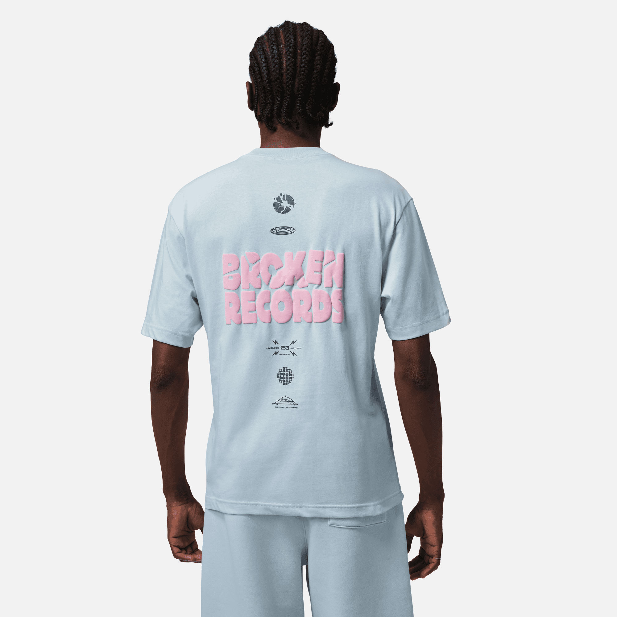 Air Jordan Aura Blue Broken Records Graphic T-Shirt