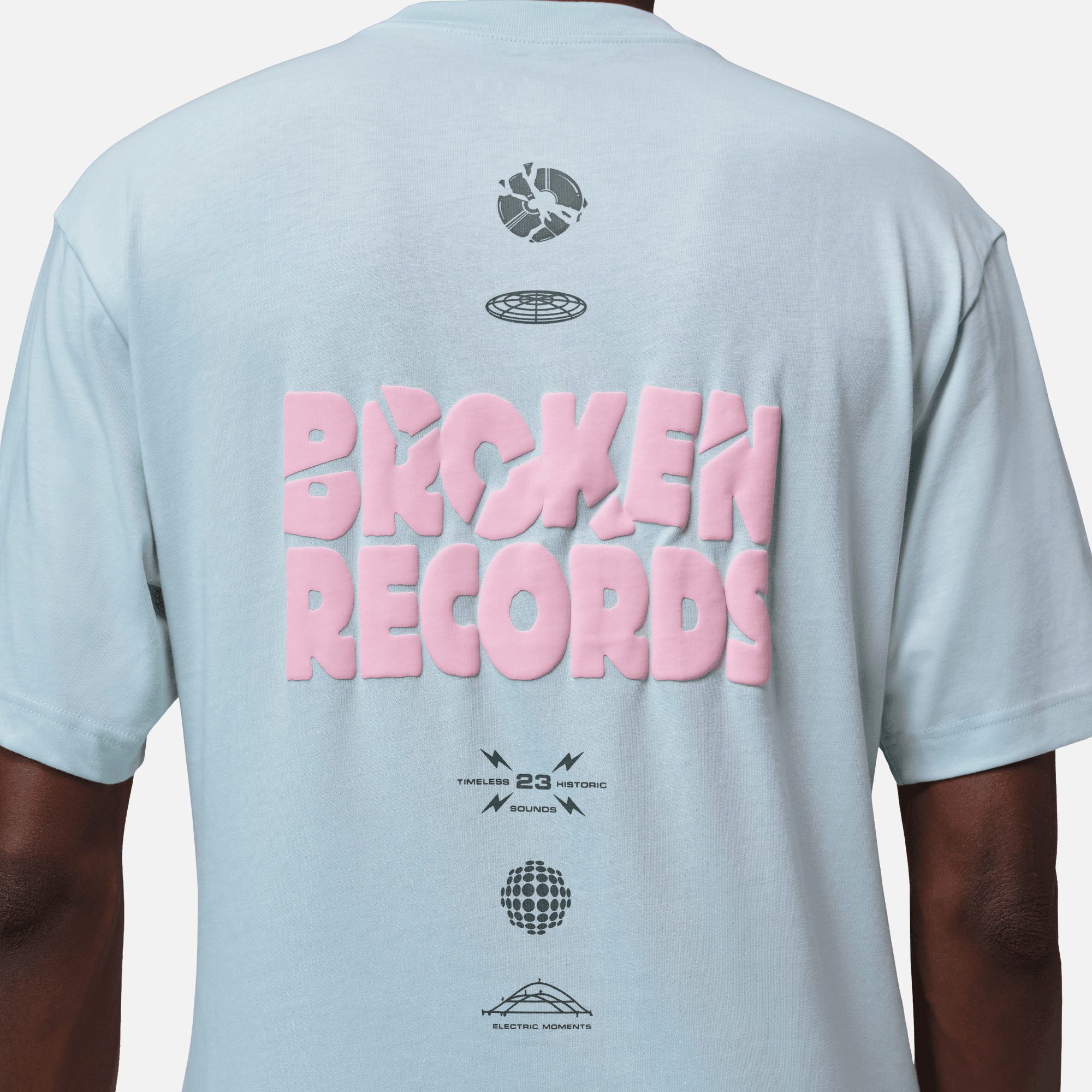 Air Jordan Aura Blue Broken Records Graphic T-Shirt