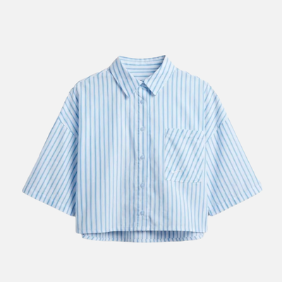 Nike Women's Sportswear Chill Poplin Oversized Blue Top