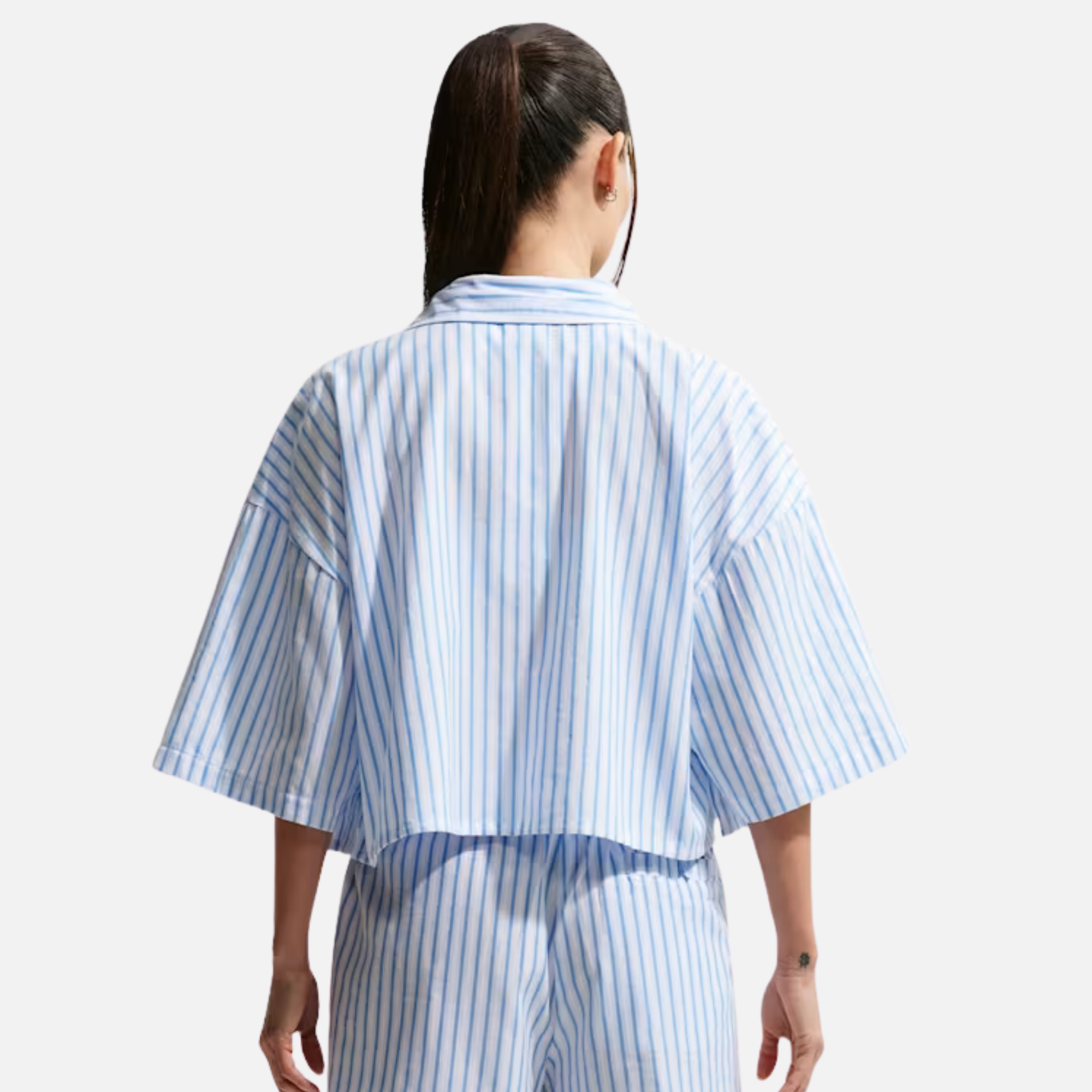 Nike Women's Sportswear Chill Poplin Oversized Blue Top