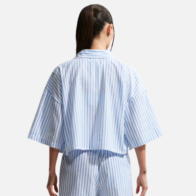 Nike Women's Sportswear Chill Poplin Oversized Blue Top