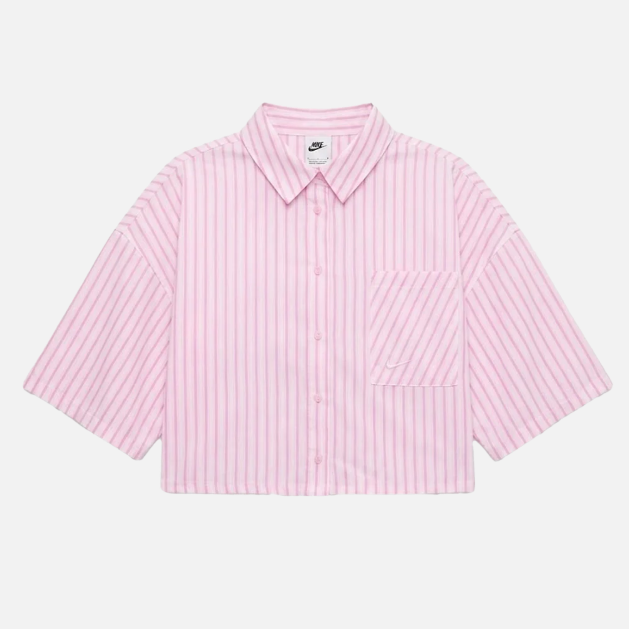 Nike Sportswear Women's Chill Poplin Oversized Pink Striped Top
