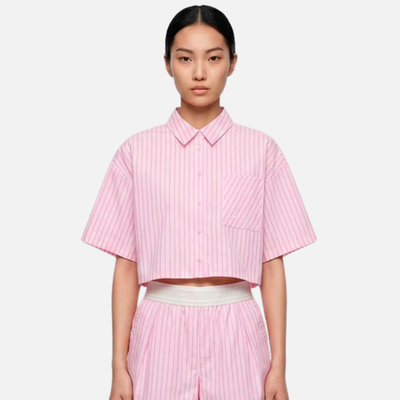 Nike Sportswear Women's Chill Poplin Oversized Pink Striped Top