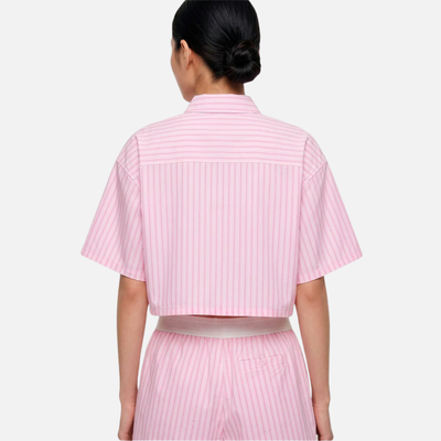 Nike Sportswear Women's Chill Poplin Oversized Pink Striped Top