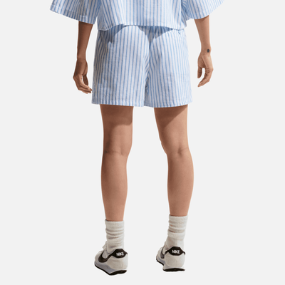 Nike Women's Sportswear Chill Poplin Blue Mid-Rise Stripe Shorts