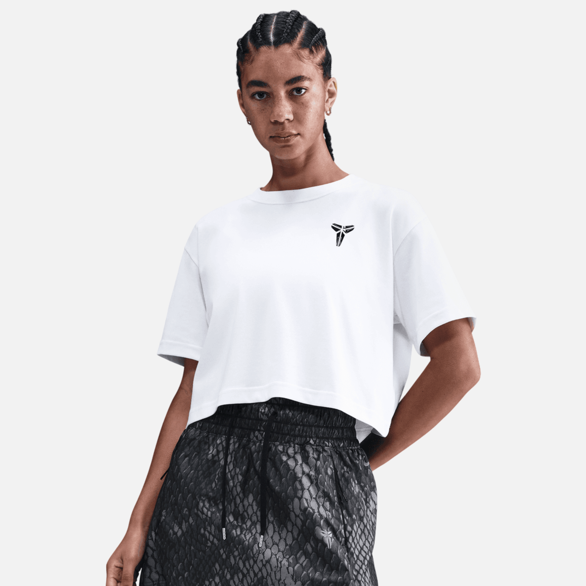 Nike Women's Kobe Dri-Fit Cropped White T-Shirt – Puffer Reds
