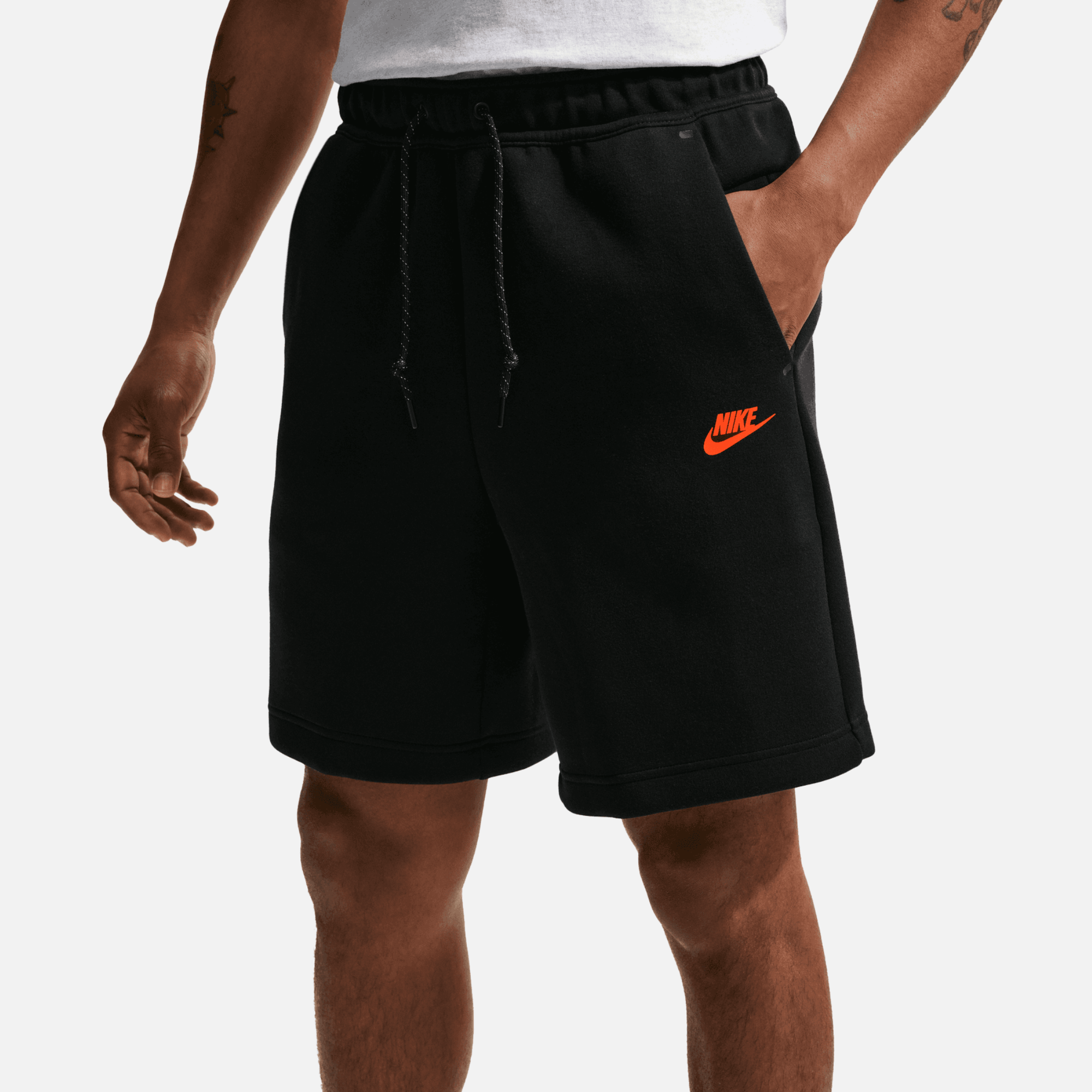 Nike Tech Black Hyper Crimson Fleece Shorts