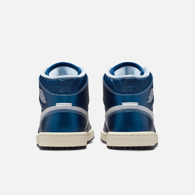 Air Jordan Women's 1 Mid Metallic Blue Quilted