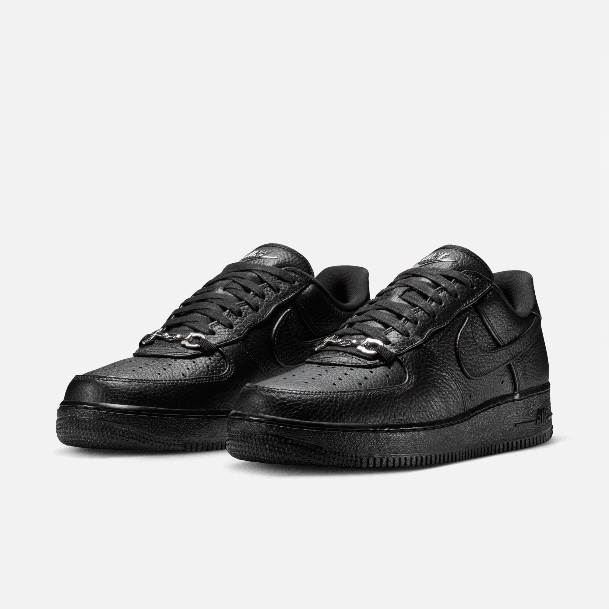 Nike Air Force 1 Low Black Leather Loafer Buckle