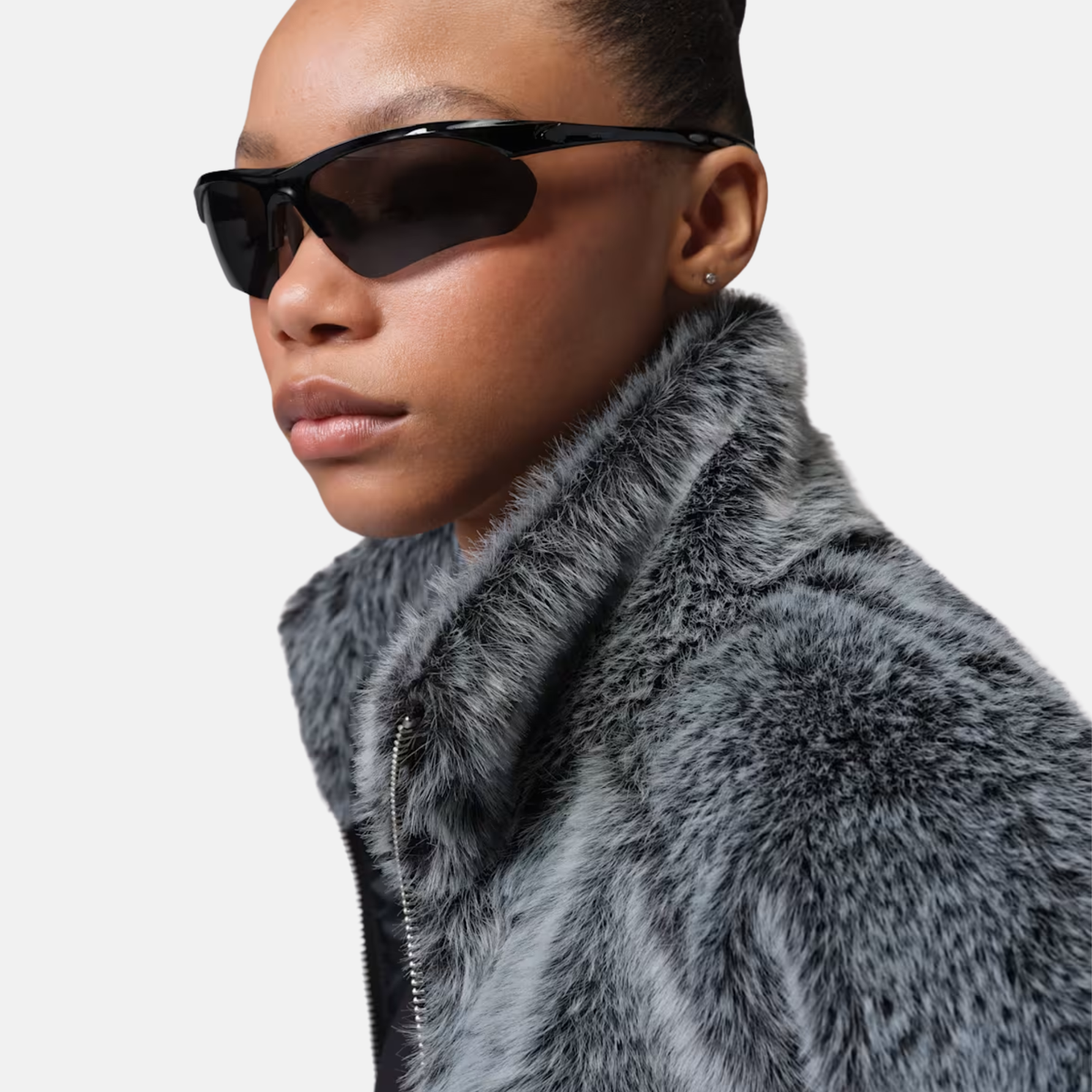 Air Jordan Women's Flight Fleece Grey Faux Fur Jacket