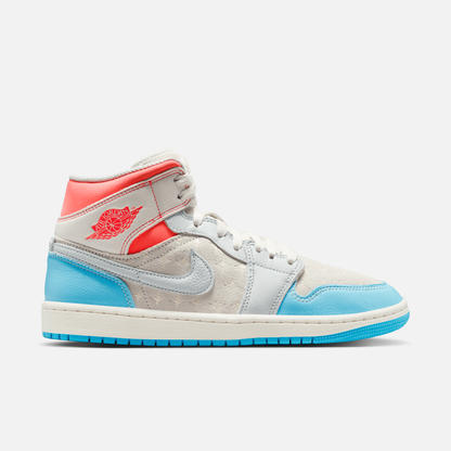 Air Jordan Women's 1 Mid Sail Hot Lava Blue