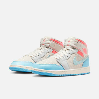 Air Jordan Women's 1 Mid Sail Hot Lava Blue
