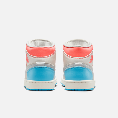 Air Jordan Women's 1 Mid Sail Hot Lava Blue