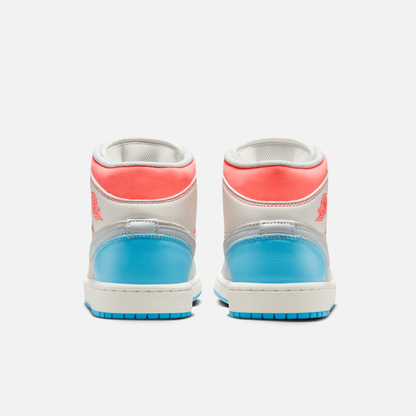Air Jordan Women's 1 Mid Sail Hot Lava Blue