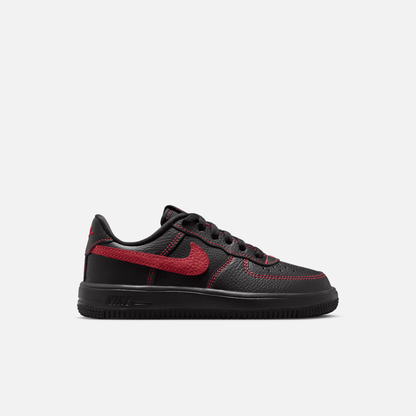 Nike Kids' Air Force 1 Low LV8 3 Black Red Stitch (PS)