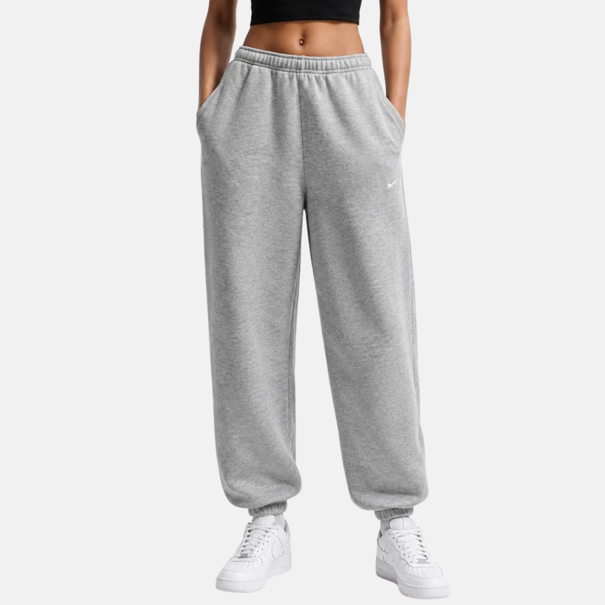 Nike Women's Studio High Waisted Oversized Cuffed Grey Pants
