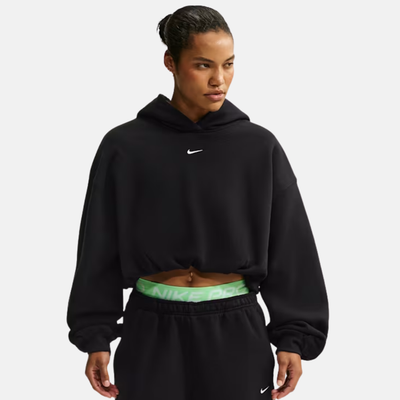 Nike Women's Studio Fleece Cropped Black Hoodie