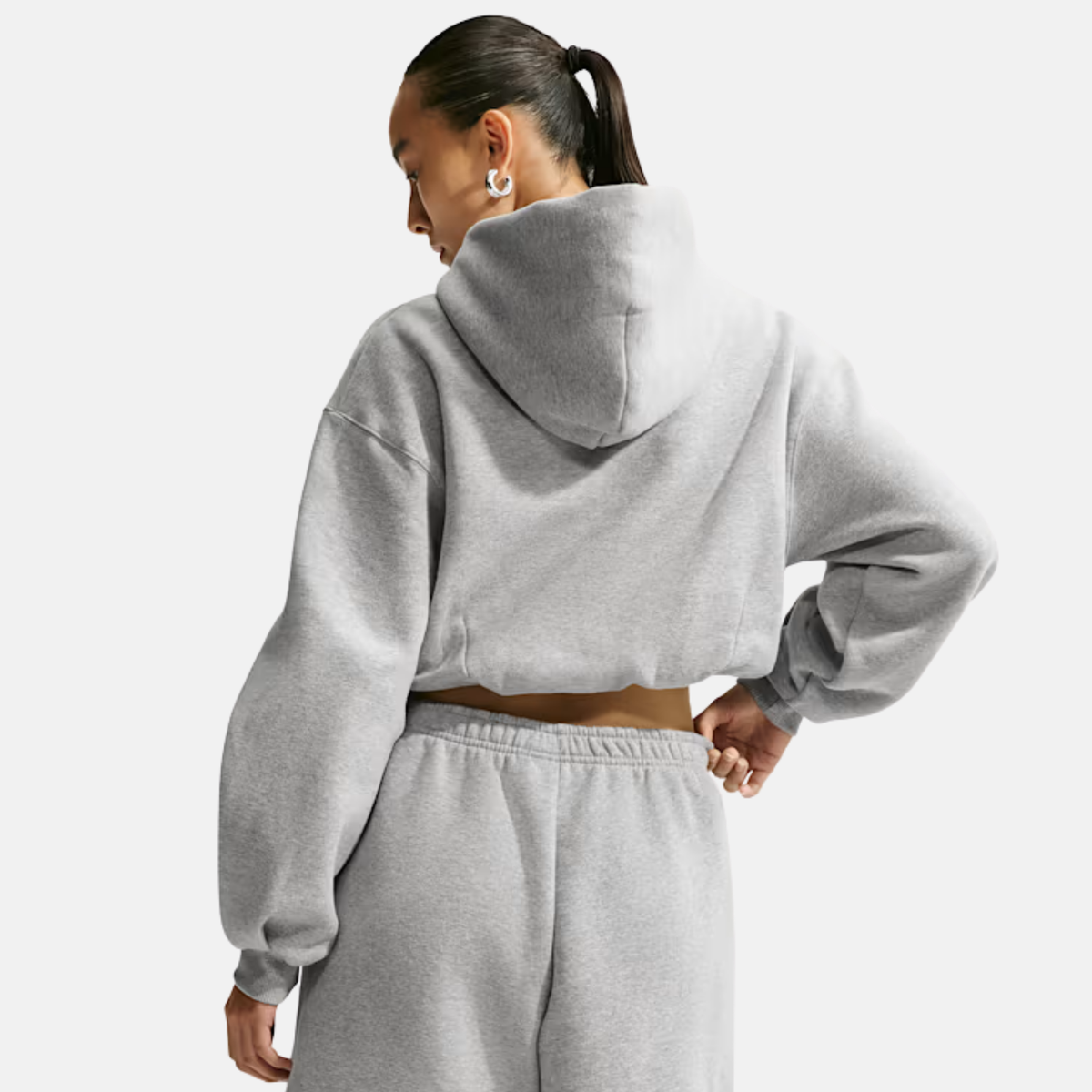 Nike Women's Studio Fleece Cropped Grey Hoodie
