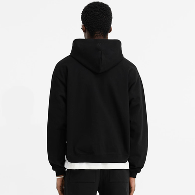 Represent Initial Boxy Oversized Zip Through Black Hoodie