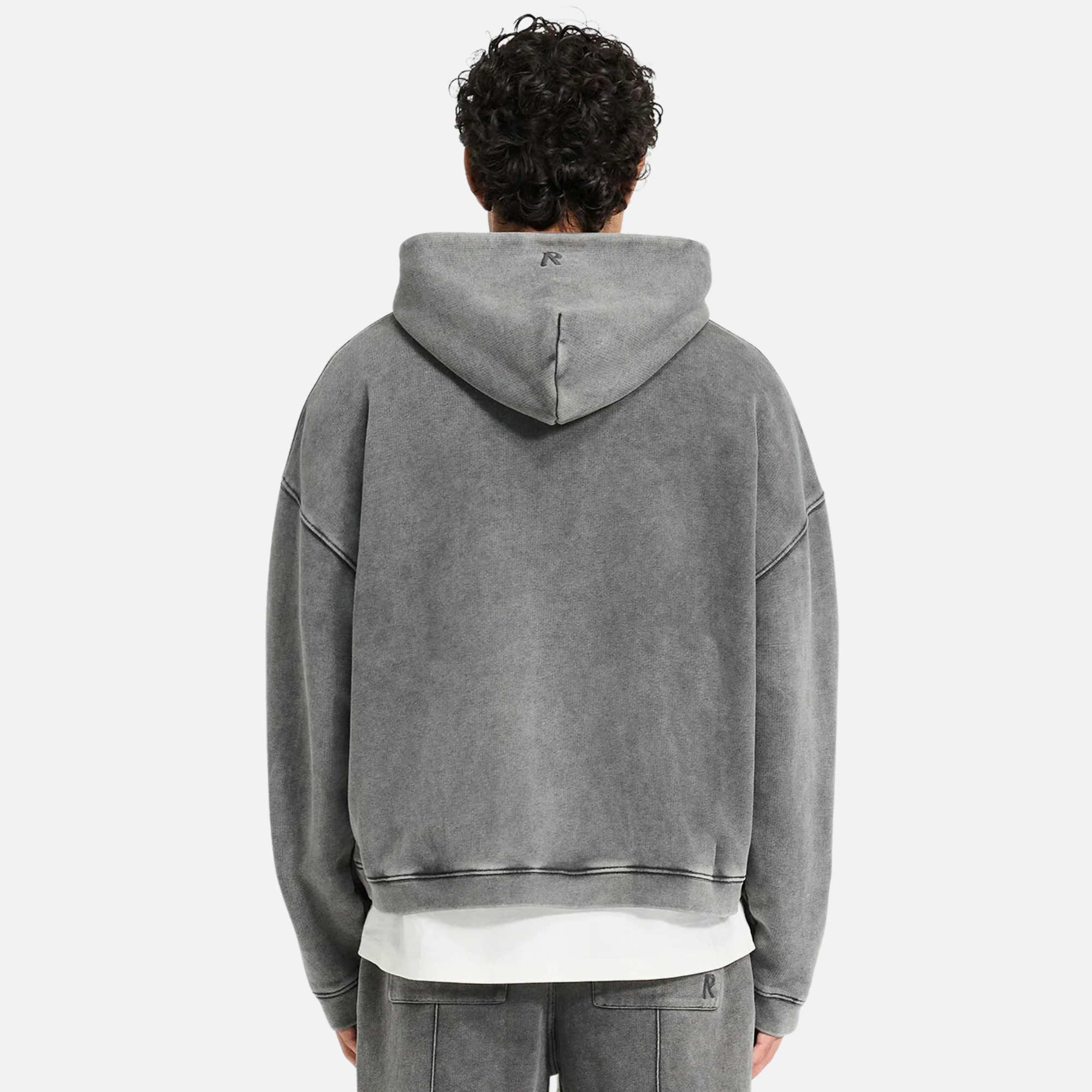Represent Initial Boxy Oversized Zip Through Vintage Grey Hoodie